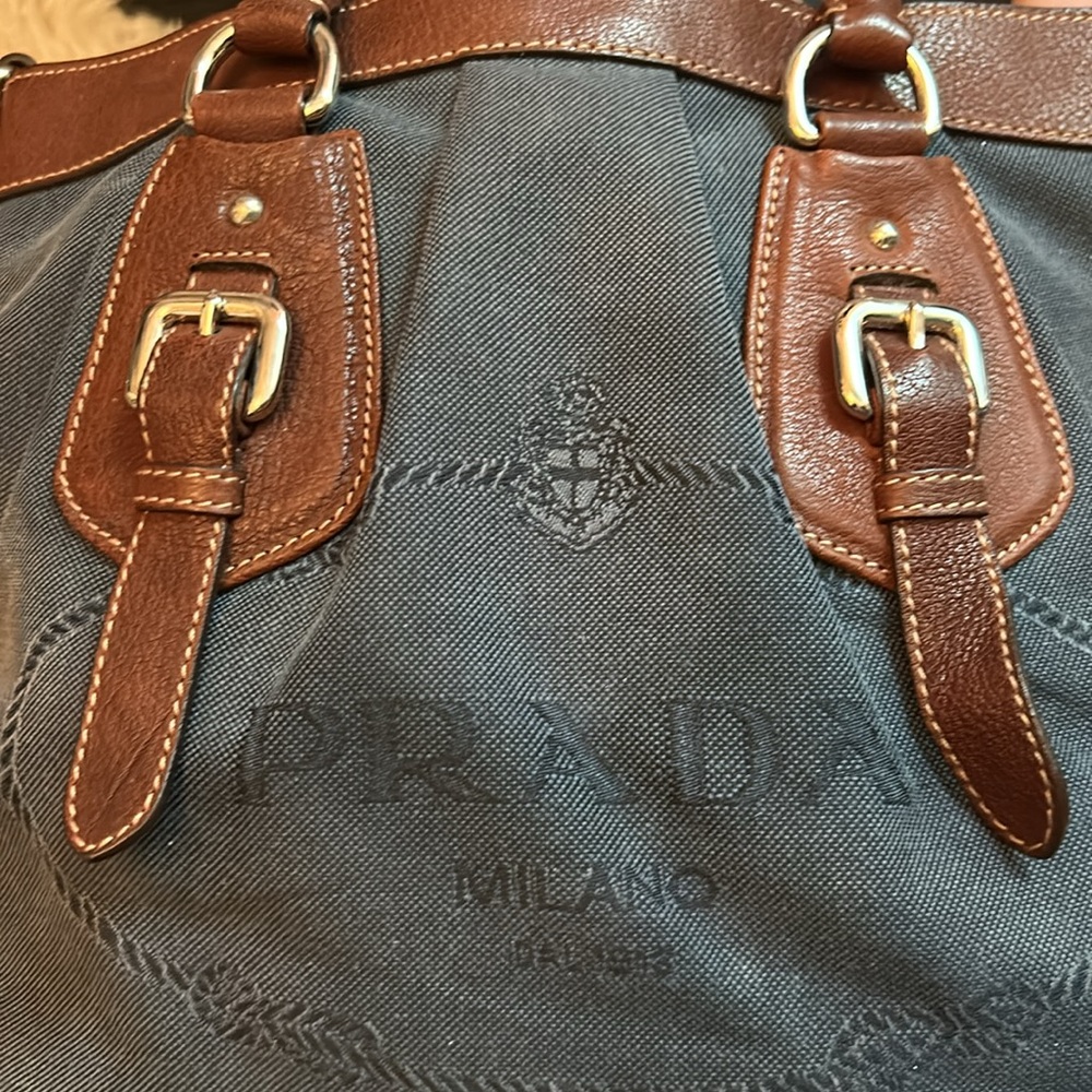 Prada logo jacquard denim tote bag - authentic - Picture 2 of 9